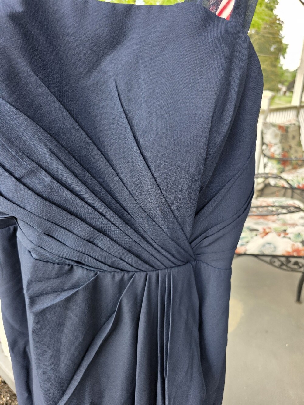 Navy Chiffon Ruffle Midi Dress - Picture 4 of 9